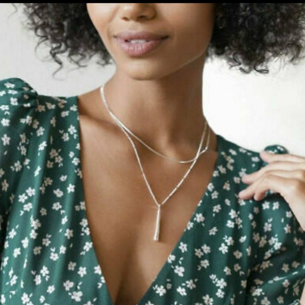 Brand New! Silver Plated Drop Pendant Necklace